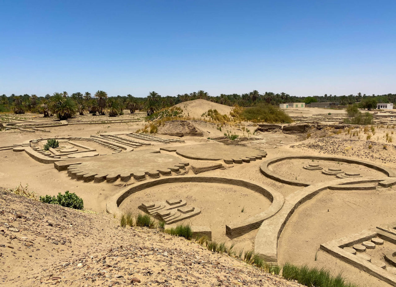 A large area of renovated foundations in the desert.