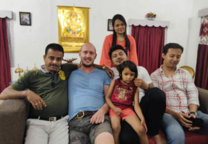 Me with Bhaskarnil's cousin's family, including his wife and daughter.