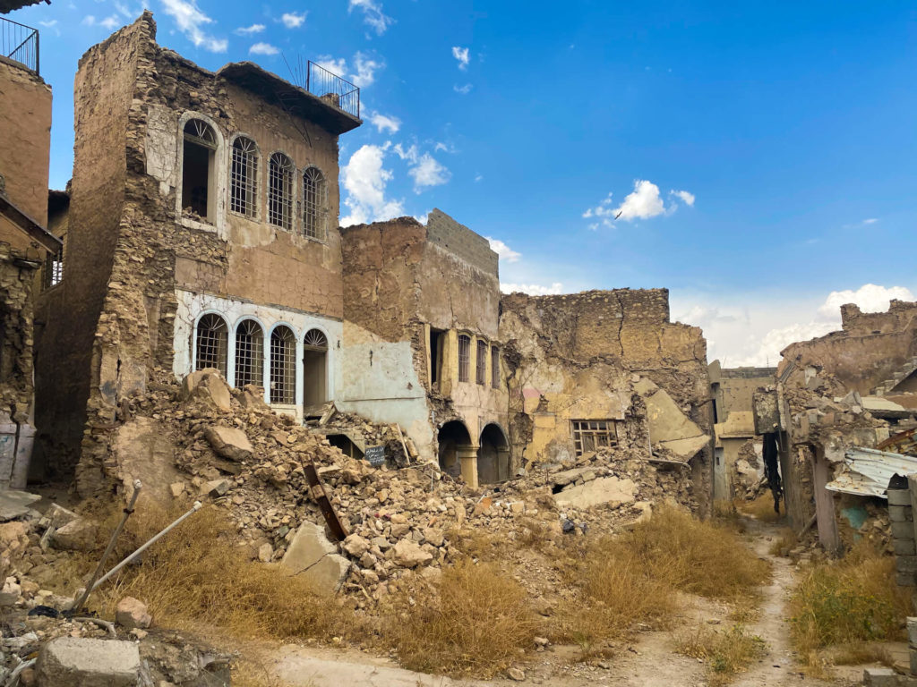 Ruined buildings in the old town of Mosul.