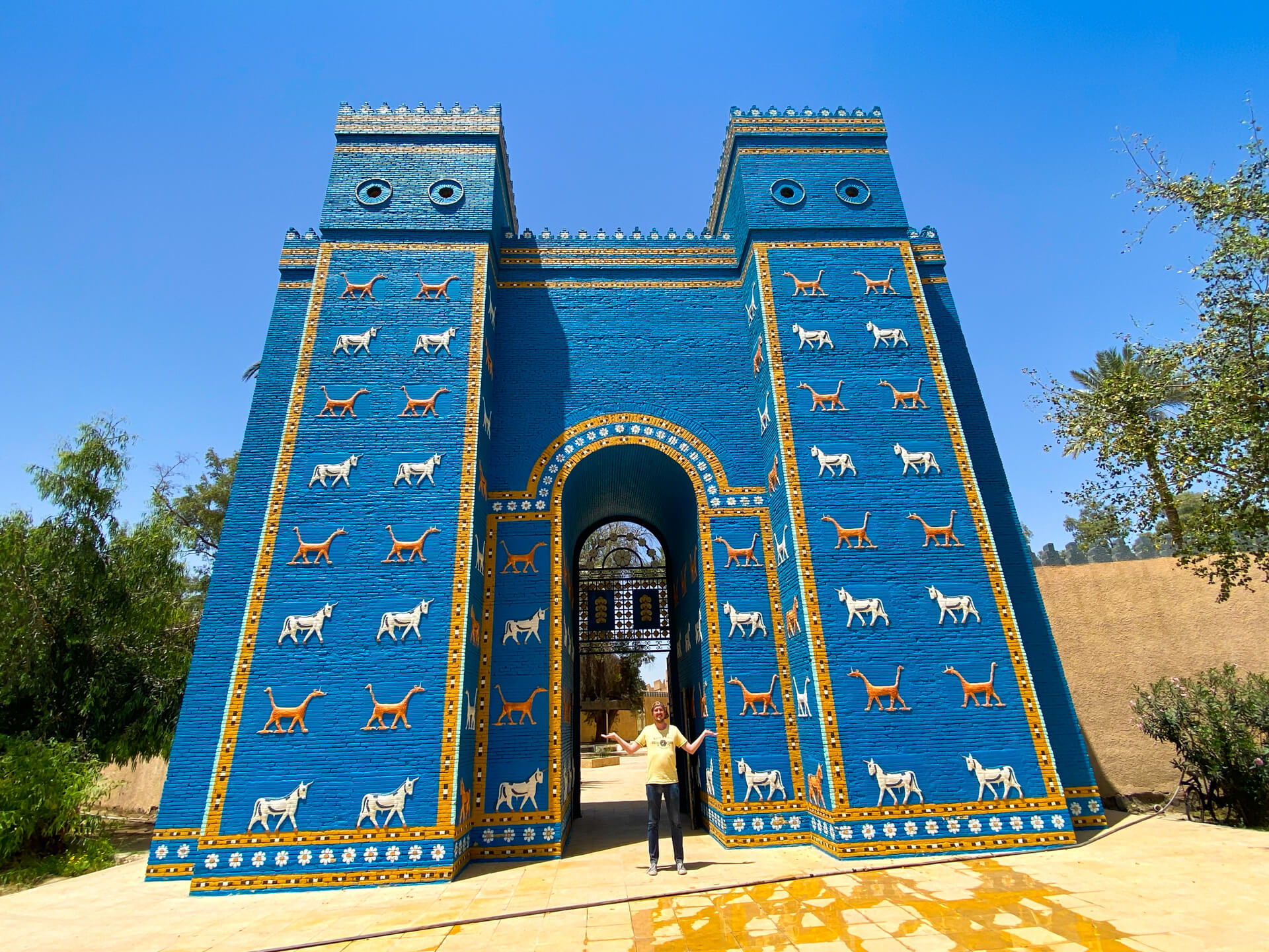 Me standing in front of the Ishtar Gate in Babylon, Iraq
