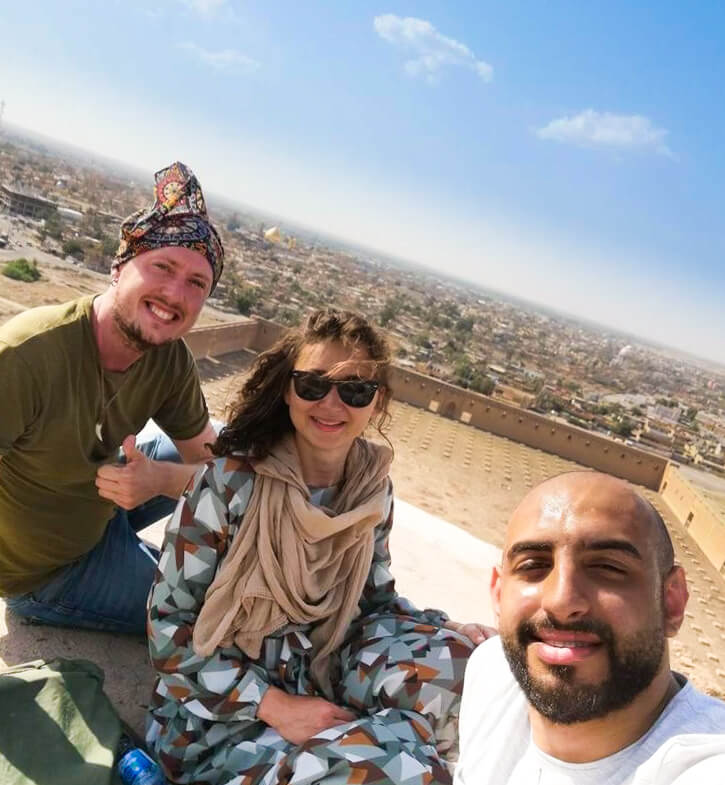 Me, Anna and Zaid sitting on top of the Malwiya Minaret