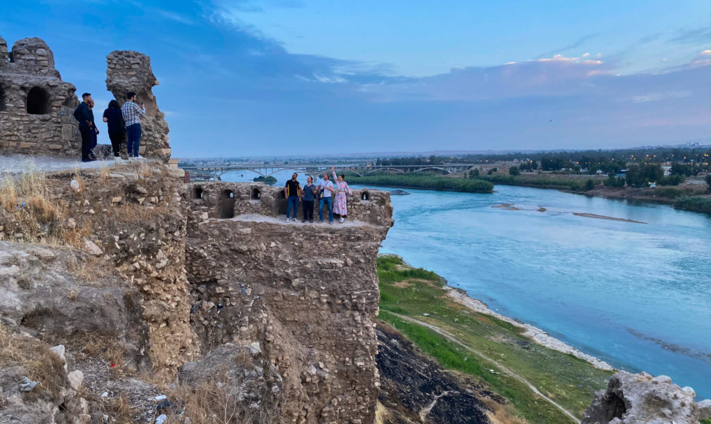 Me, Anna and our new friends standing on the ruins of the Bashtabya Castle.