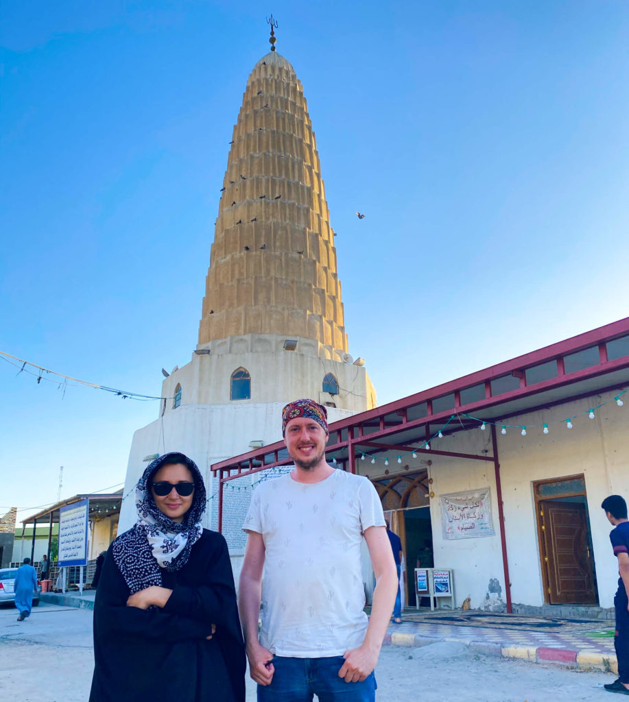 Anna and I standing in front of the E Radeshams mosque in Hillah.