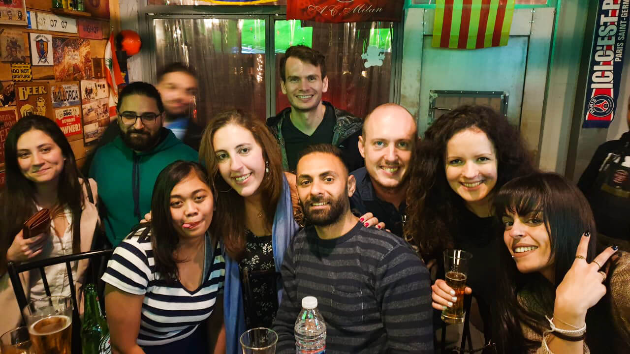 Me and a group of friends in a bar in Bourj Hammoud, Beirut