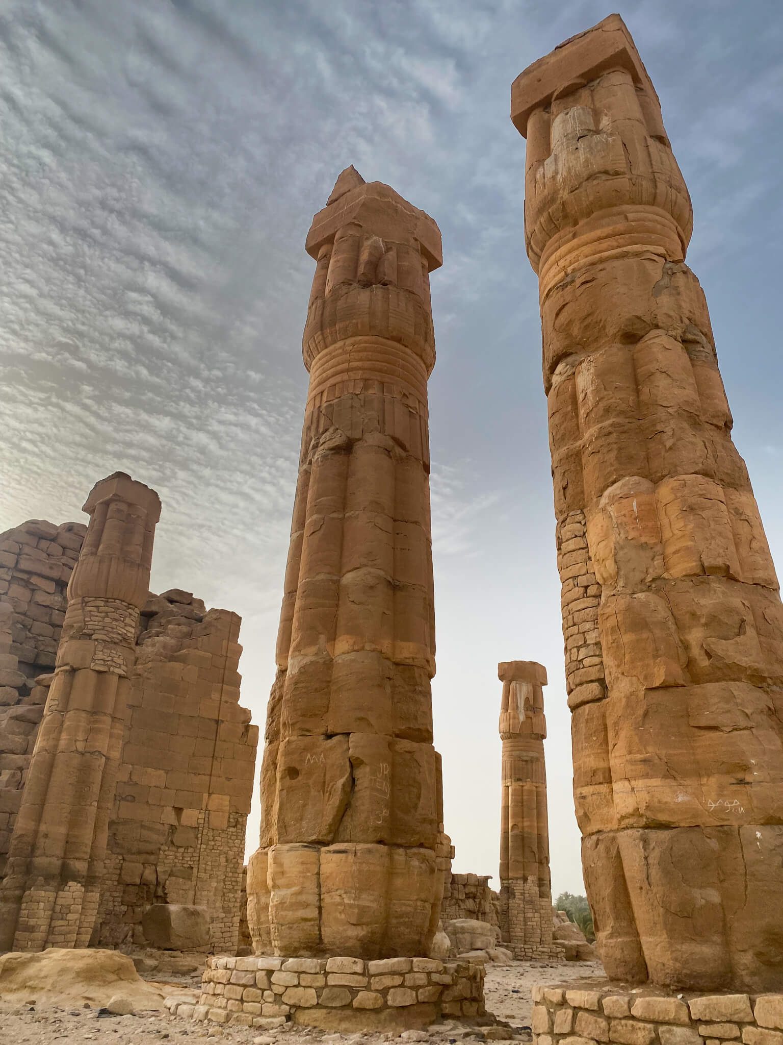 Huge pillars towering into the sky.