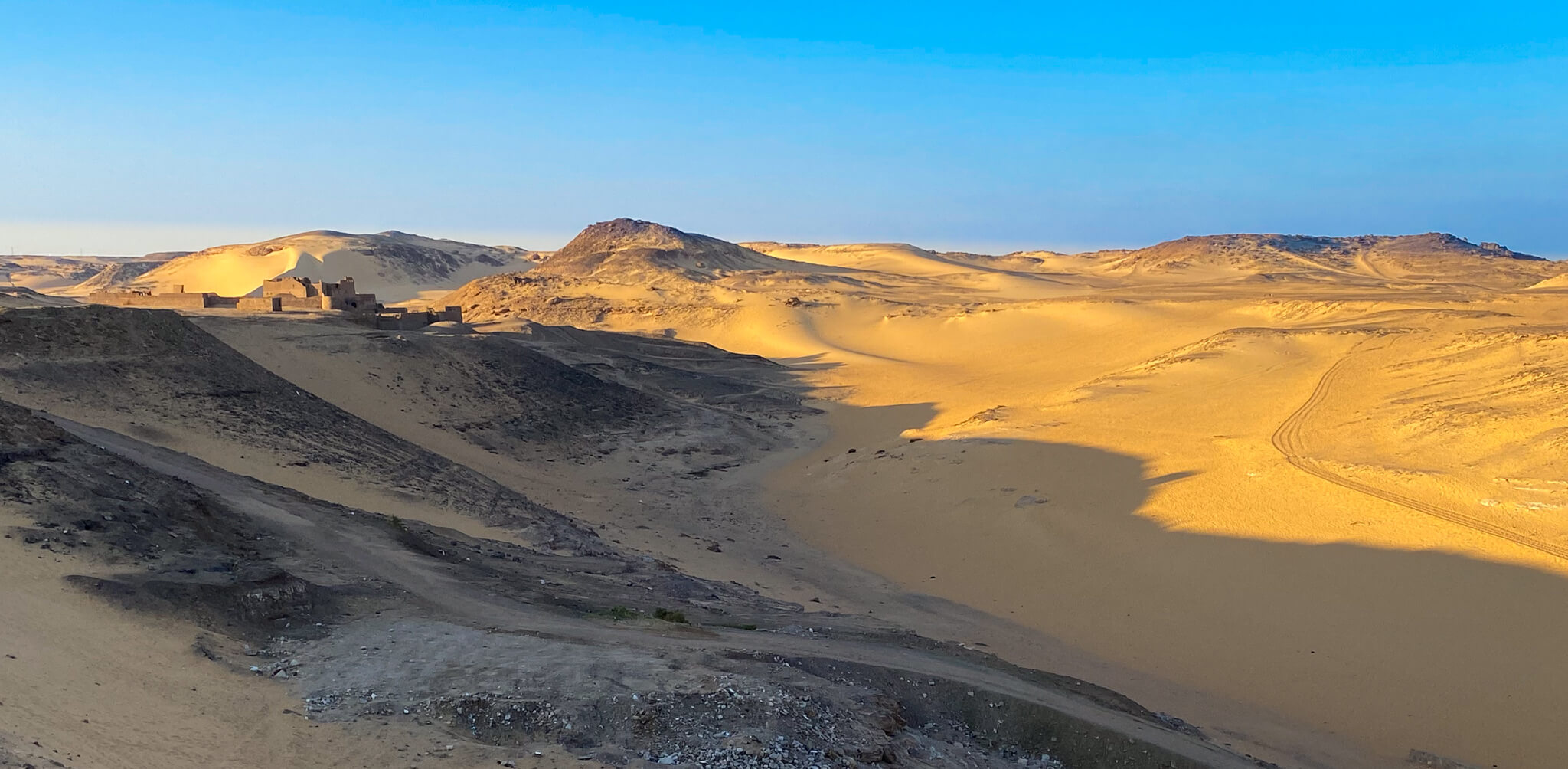 The Sahara desert and the Monastery of St. Simeon